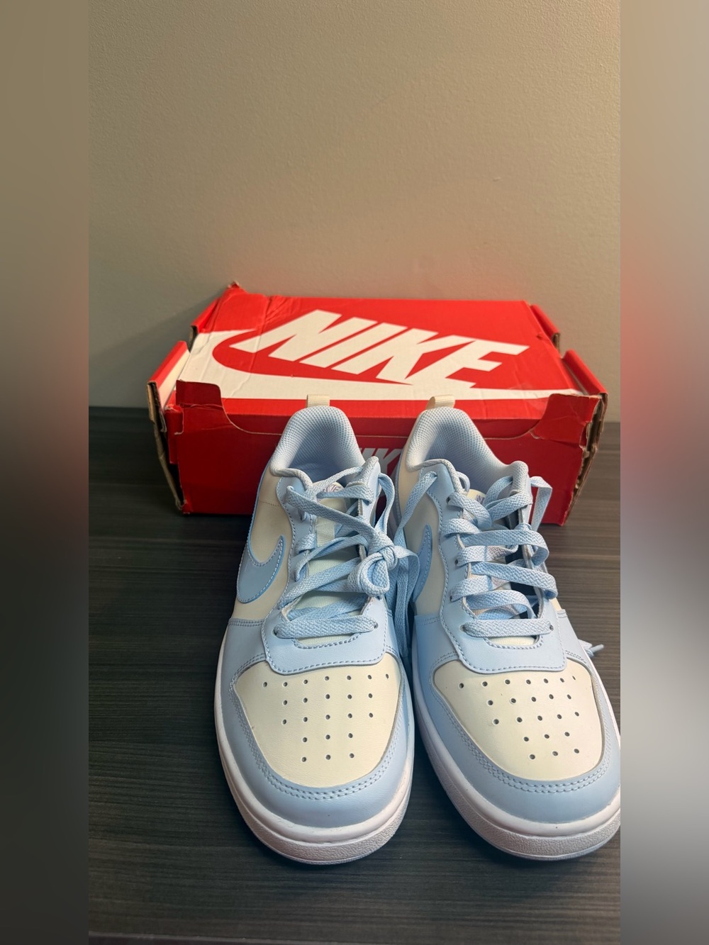 Nike Kids Light Blue and Cream Low-Top Sneakers